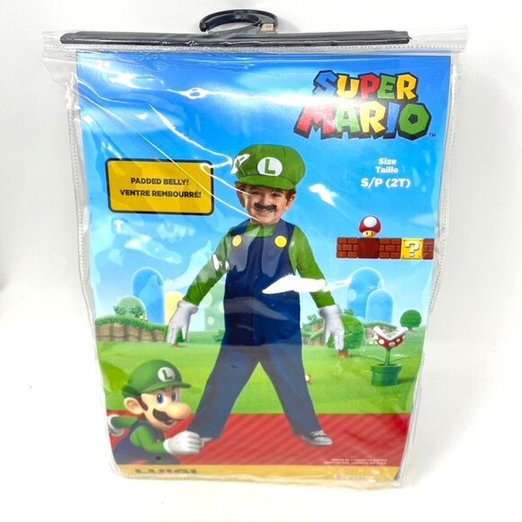 Disguise Toddler Super Mario Bros Luigi One Piece Costume Padded Belly - Picture 3 of 9